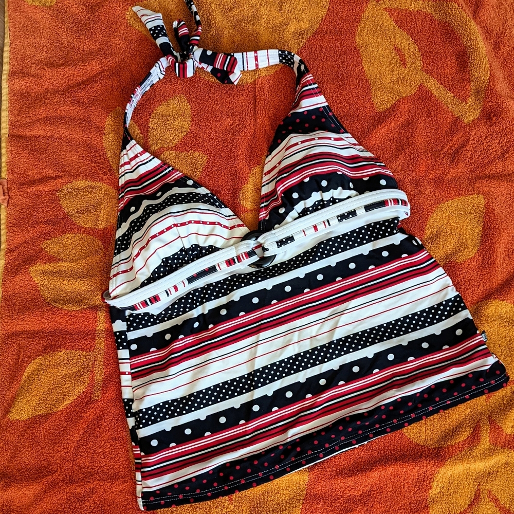 Red White+ Blue Tankini Top sz L